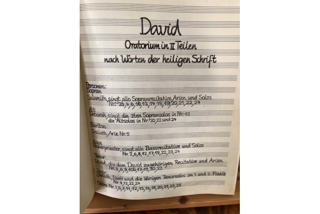 Titelblatt des Oratoriums "David"